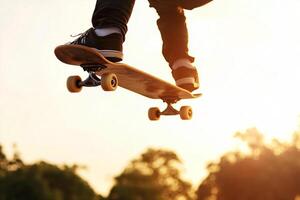 A person riding a skateboard in the air photo