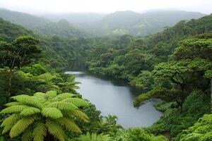A river surrounded by lush vegetation photo