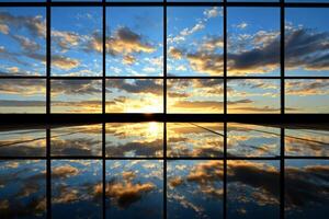 A view of the sky through a window photo