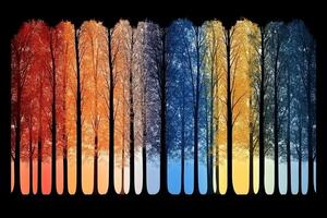 A colorful tree line with different colors photo