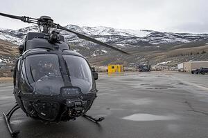 A helicopter on the ground photo
