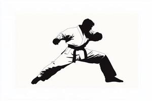 Karate man silhouette on white background photo