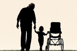A man and a child in a wheelchair photo