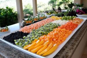 A large tray of fruit photo