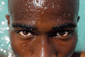 A man with a wet face photo