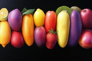 A group of fruit on a black background photo