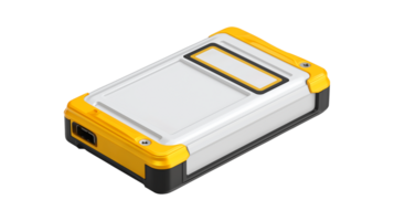 Rugged portable device with yellow accents and LCD display png