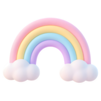 Pastel Rainbow with Clouds Isolated on Transparent Background Scene png