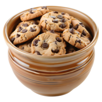 Delicious Chocolate Chip Cookies in Ceramic Jar on Transparent Background Perfect for Advertising Food Campaigns and Graphic Design png