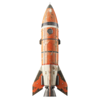 Full View of Retro Model Rocket on Transparent Background Isolated for High-Quality Design Projects in Vintage Science Fiction and Space Exploration Themes png