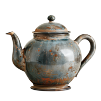 Full View of a Vintage Teapot Isolated on Transparent Background Showcasing Rustic Elegance for Traditional Tea Time Decor png