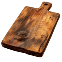 Rustic Wooden Cutting Board Full View on Transparent Background for Kitchen Design and Culinary Presentation Needs png