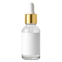 Luxury Clear Dropper Bottle Mockup with Blank Label and Gold Cap for Skincare Serums and Essential Oils png