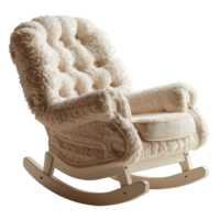 Child's Rocking Chair on Transparent Background Showcasing Plush Design and Buttoned Upholstery ISO png