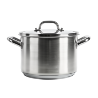 Full View of Stainless Steel Soup Pot on Transparent Background for Culinary Design Projects png
