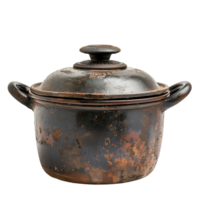 Full View of Rustic Chefs Dutch Oven on Transparent Background png