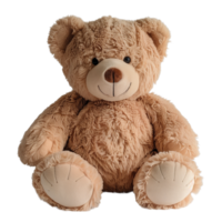 Plush Teddy Bear on Transparent Background in Full View for Kids Toys Market, Ideal for Playroom Decor, Birthdays, or Nursery Themes, Featuring Soft Texture and Cute Expressions png
