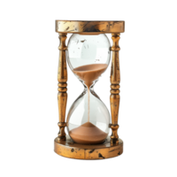 Classic Wooden Hourglass on Transparent Background Isolated for Timeless Concepts in Design and Decor Vintage Sand Timer Ready for Use in Educational or Time Management Themes png