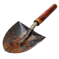 Garden Shovel with Wooden Handle on Transparent Background Isolated for Gardening and Tool Design Concepts png