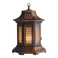 Vintage Solar Lantern Isolated on Transparent Background for Outdoor Decor and Illumination, Ideal for Garden Design, Rustic Style, Full View with LED Light, Ornate Pattern png
