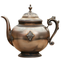 Vintage Teapot on Transparent Background Full View Antique Metal Pot Isolated High Detail Decorative Ornament Traditional Design Elegant Classic Design Element png
