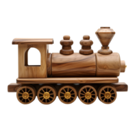 Wooden Toy Train on Transparent Background Isolated for Children's Play and Educational Use Highlighting Craftsmanship and Rustic Design Trends png