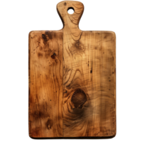 Full View of Rustic Wooden Cutting Board with Grain Pattern on Transparent Background for Culinary Designs and Presentations png