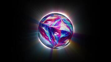 Colorful geometric patterns create mesmerizing visuals in a vibrant orb against a dark background video
