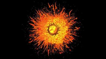 Explosive orange and yellow eruption visualizing the power of energy and motion video
