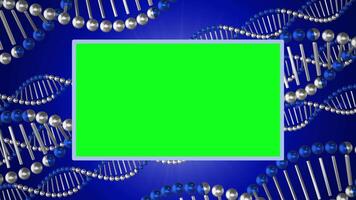 Dynamic background design featuring DNA strands and customizable green space for creative projects video