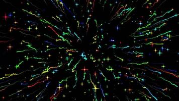 Colorful light bursts create a stunning display against a black background for a captivating visual experience video
