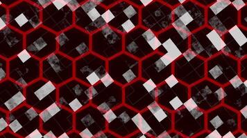 explorando uma vibrante abstrato Projeto com vermelho e Preto hexagonal padrões video