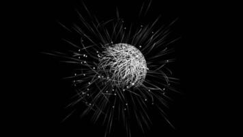 Dynamic visual animation of energy movement and particle interaction in a dark space setting video