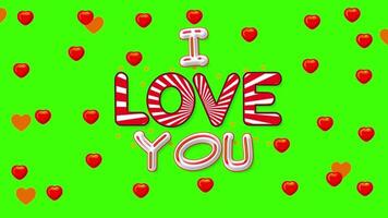 Creative display of love with colorful text and heart designs in a cheerful backdrop video