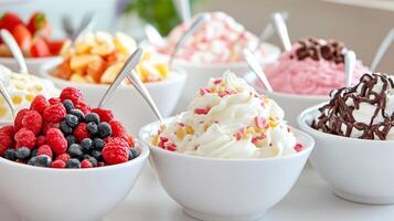 Delicious toppings adding flavor and excitement to yogurt bar experience photo