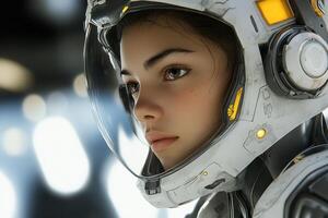 Astronaut portrait in futuristic space suit photo