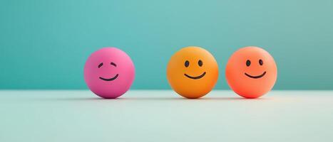 Cheerful display of colorful smiley balls photo