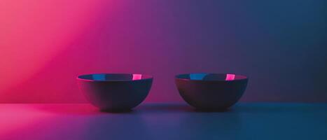 Colorful bowls with ambient light and shadows photo