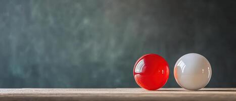 Two glossy spheres on a simple surface photo