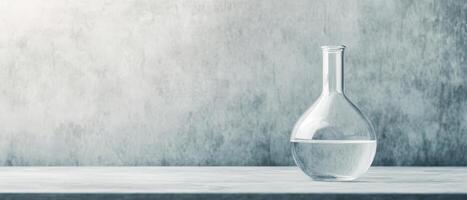 Flask of water on a table photo