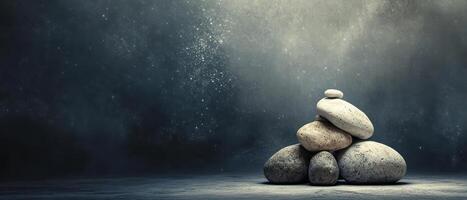 Stacked stones create a serene moment of stillness photo