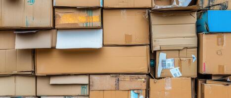 Stack of shipping boxes in an urban setting photo