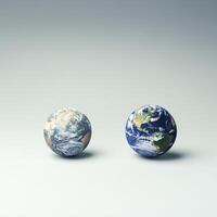 Two representations of Earth in simple design photo