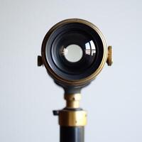 Vintage telescope focuses on distant views photo