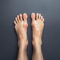 Feet relaxing on a dark surface photo