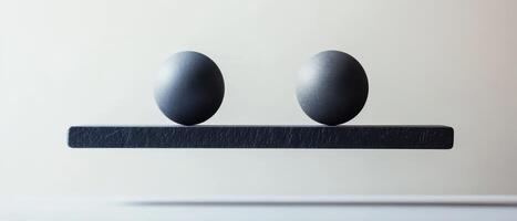 Two spheres balanced on a floating platform photo