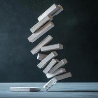 Blocks hover in midair creating a dynamic pattern photo