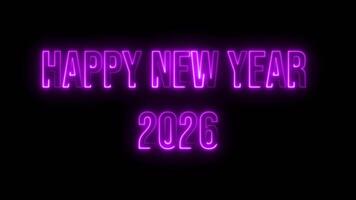 Multicolor Neon Happy New Year 2026 text animation video