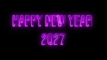 Multicolor Neon Happy New Year 2027 text animation video