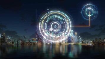 A futuristic cityscape with futuristic technology video